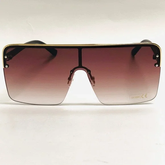 Men Streetwear Shield Flat Top Fashion Shades Designer Sunglasses Rapper Bold - Picture 12 of 12